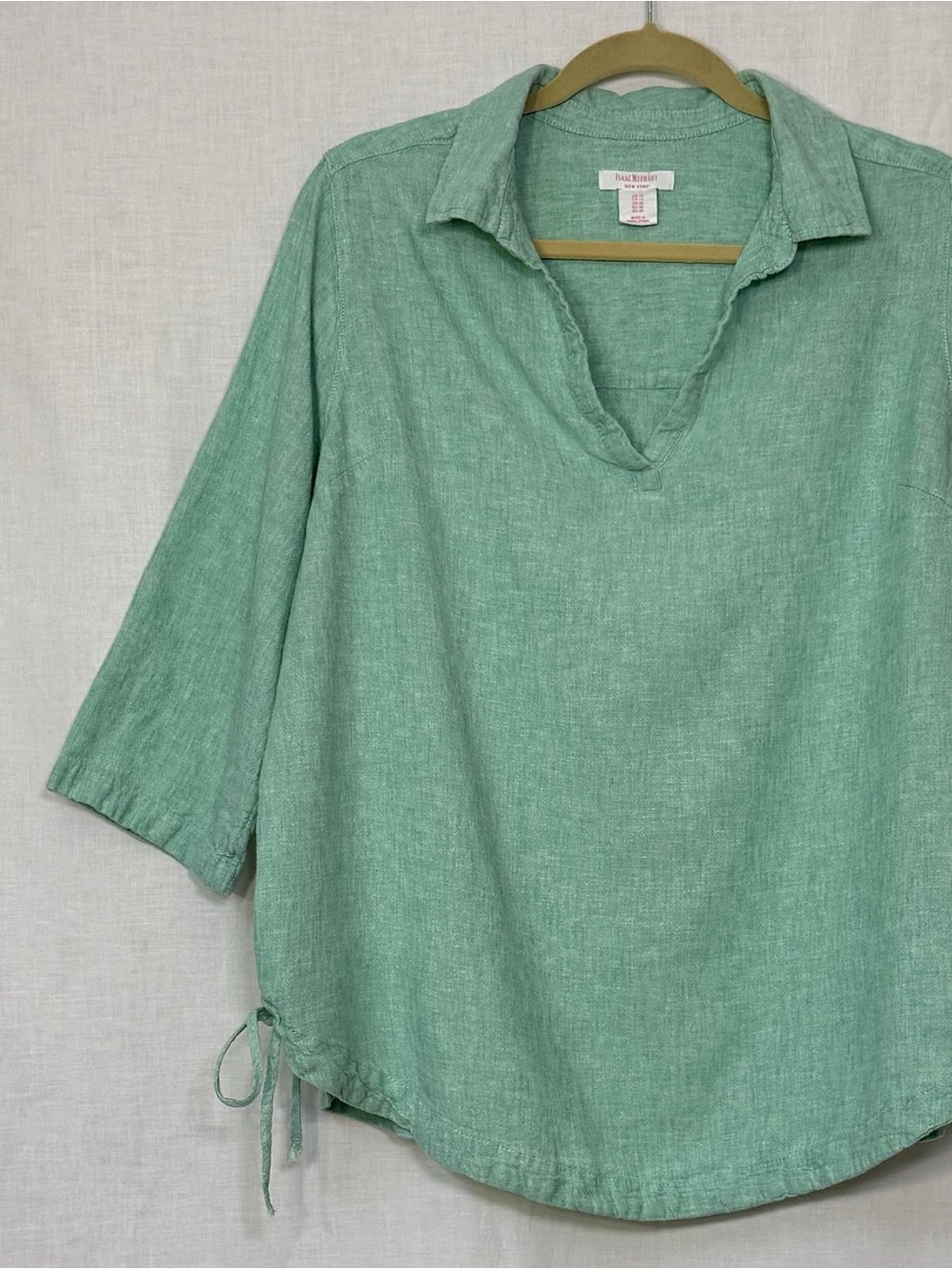 Isaac Mizrahi Green Linen Tunic with Side Ties
